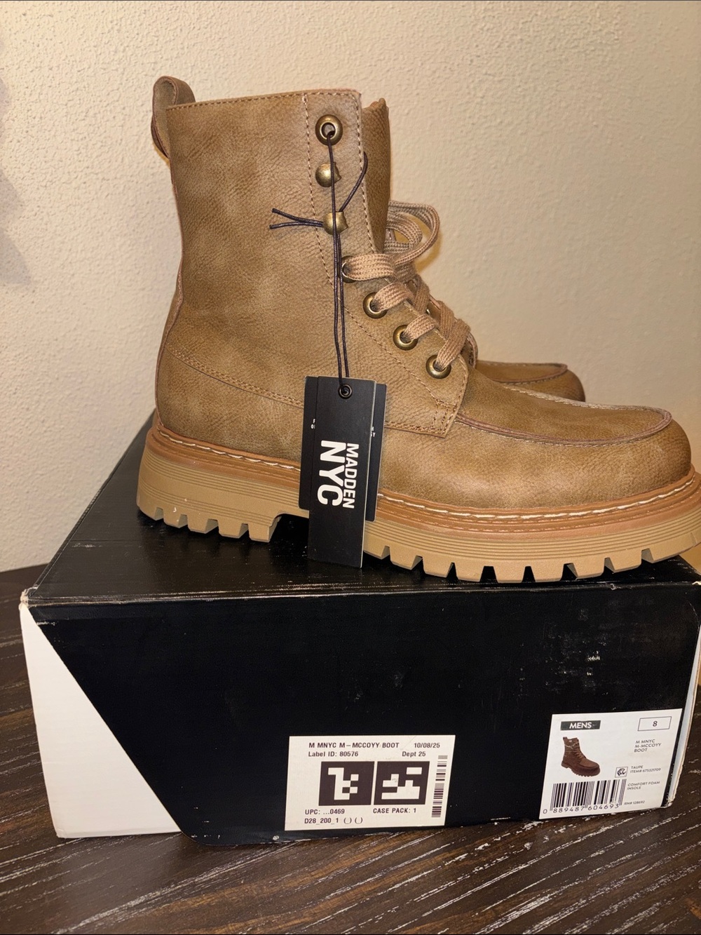 Madden NYC Men's Tan Lace-Up Lug Boot